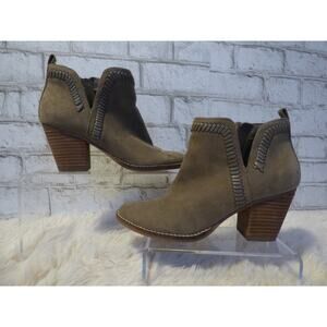 Anthropologie Dolce Vita Suede Dylan Brown Stitched Ankle Booties 6.5 NEW